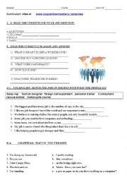 English Worksheet: TEST ON JOBS WORKS