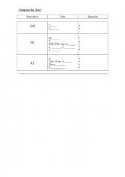 English Worksheet: Prepositions of time IN/ON/AT