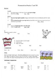 English Worksheet: T and Th Pronunciation