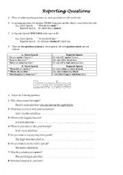 English Worksheet: Reporting Questions