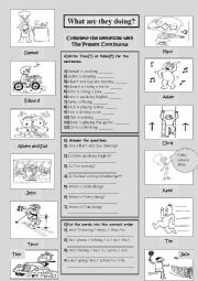 English Worksheet: What are they doing?