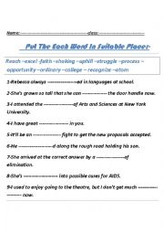 English Worksheet: new vocab.