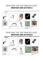 English Worksheet: DETECTIVE STORIES WEAPONS AND CRIMES