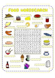 English Worksheet: Food Crossword