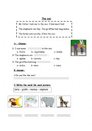 English Worksheet: The zoo