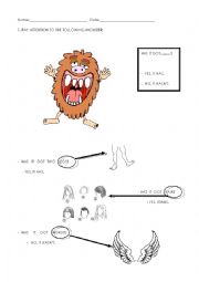 English worksheet: How are those monsters like? (1)