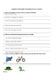 English worksheet: A FEEDBACK FOR ESL STUDENTS