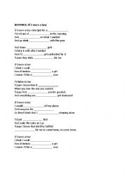 English Worksheet: SONG HOUR - If i were a boy