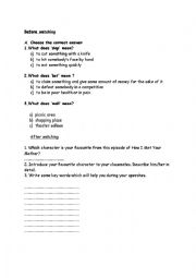 English Worksheet: Sit com hour - How I met your mother season 2 / episode 9