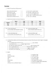 English worksheet: Present simple exercises about music