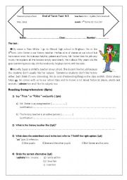 English Worksheet: Tunisian end term test 3 (7th form)