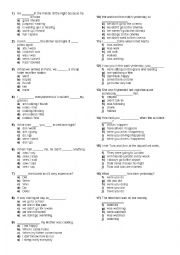 Past simple-Present continuous-Past continuous Test