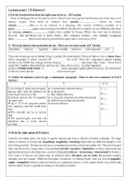 English Worksheet: test for 2nd form