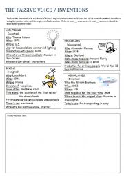 English Worksheet: The passive voice / inventions