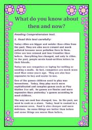 English Worksheet: What do you know about then and now?