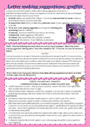 English Worksheet: letter making suggestions - offering solutions  (Problem: graffiti)