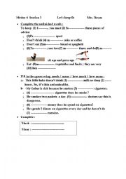 English Worksheet: module 4 : Lets keep fit