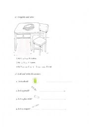 English worksheet: School objects and colors 