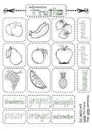English Worksheet: Fruits Pictionary