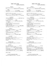English Worksheet: More than this - One Direction