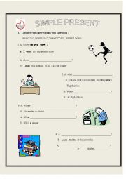 English Worksheet: PRESENT SIMPLE