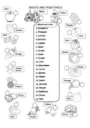 English Worksheet: FRUITS AND VEGETABLES