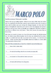 English Worksheet: Do you know who bring the Spaghettis from China.? MARCO POLO.