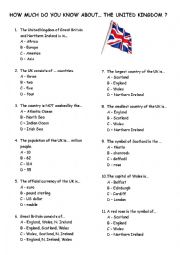 English Worksheet: quiz about the UK