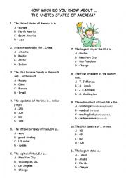 English Worksheet: The USA quiz