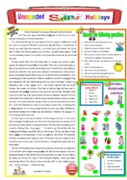 English Worksheet: Unexpected Summer Holidays