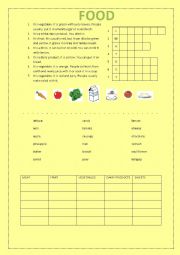 English Worksheet: Food