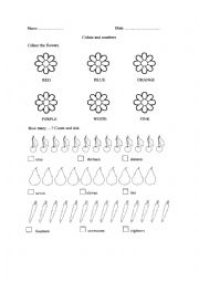 English Worksheet: Colours numbers