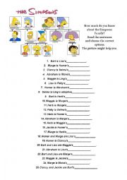 English Worksheet: Simpsons Family