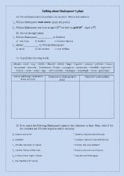 English worksheet: Talking about Shakespeare