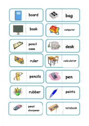 English Worksheet: school domino