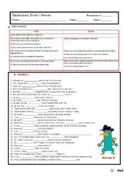 English Worksheet: ever and never