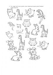 English Worksheet: color the animals