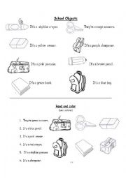 English Worksheet: School Objects