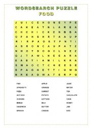 Wordsearch puzzle food