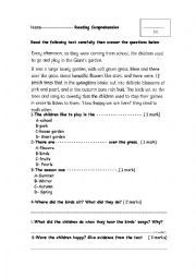 English Worksheet: reading