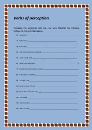 English Worksheet: Verbs of  Perception