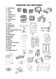 English Worksheet: Furniture & appliances