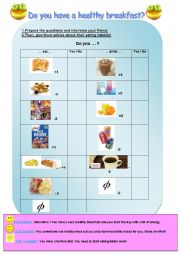 English Worksheet: Breakfast survey