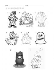English worksheet: How are those monsters like? (2)