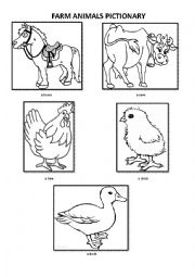 English Worksheet: Farm Animals Pictionary