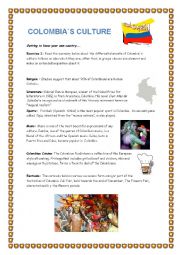 English Worksheet: Colombia`s Culture