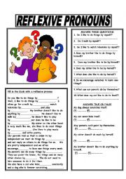 English Worksheet: REFLEXIVE PRONOUNS