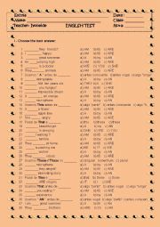 9th test review- verb to be - personal pronouns - indefinite article