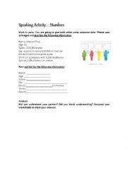 English Worksheet: Numbers Oral Practice for Adults