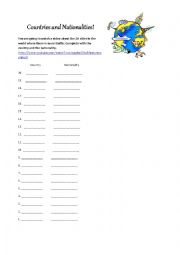 English worksheet: Countries and Nationalities!